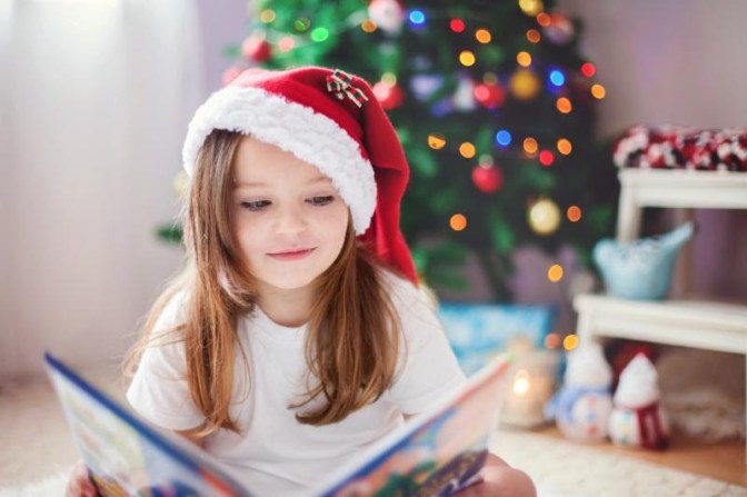 child reading Christmas