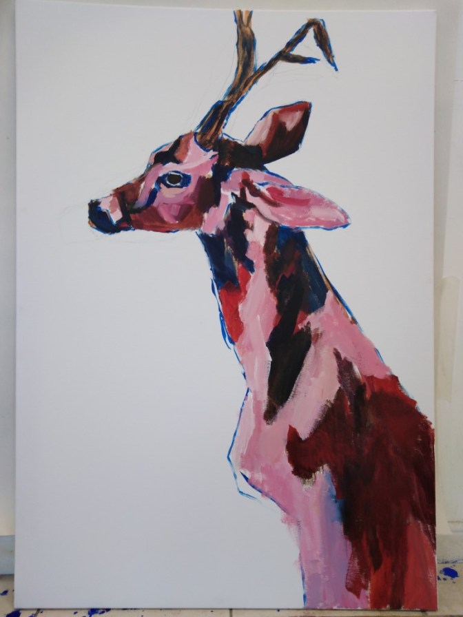 Καρασαββίδου Μαρία, Ελάφι, 100x70cm, Ακρυλικά σε καμβά