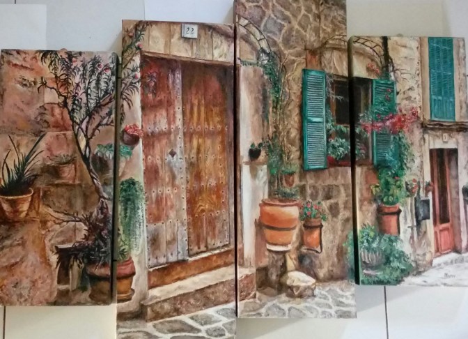 Μαίρη Κάρλου, Άρωμα Ελλάδας(τετράπτυχο), 71x100cm, Λάδι σε καμβά